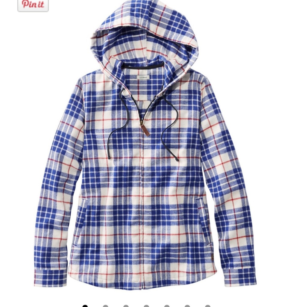 Lands End Scotch Plaid Flannel Full Zip Hoodie 2X Womens Plus